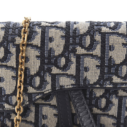 Christian Dior Oblique Nano Saddle Chain Pouch Blue 9 of 10