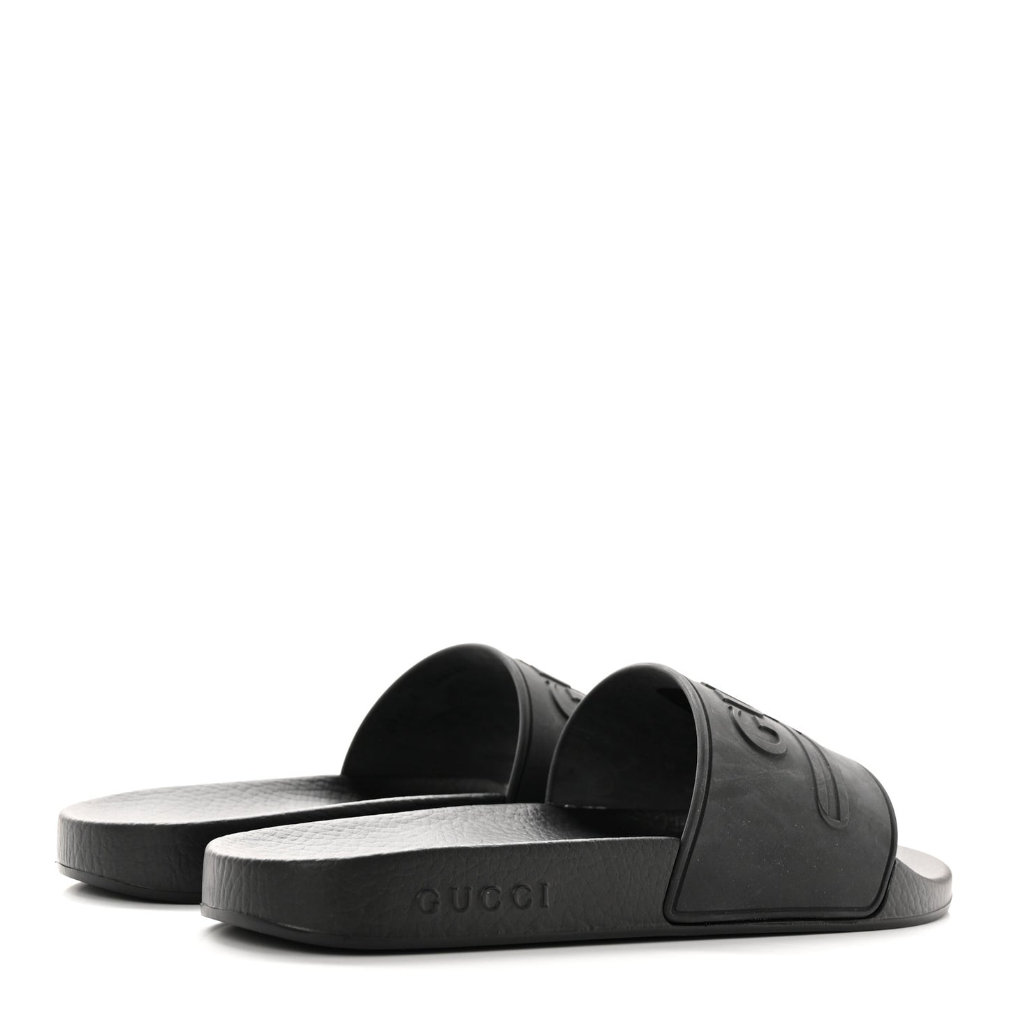 Rubber Logo Stamped Mens Slide Sandals 8 Black