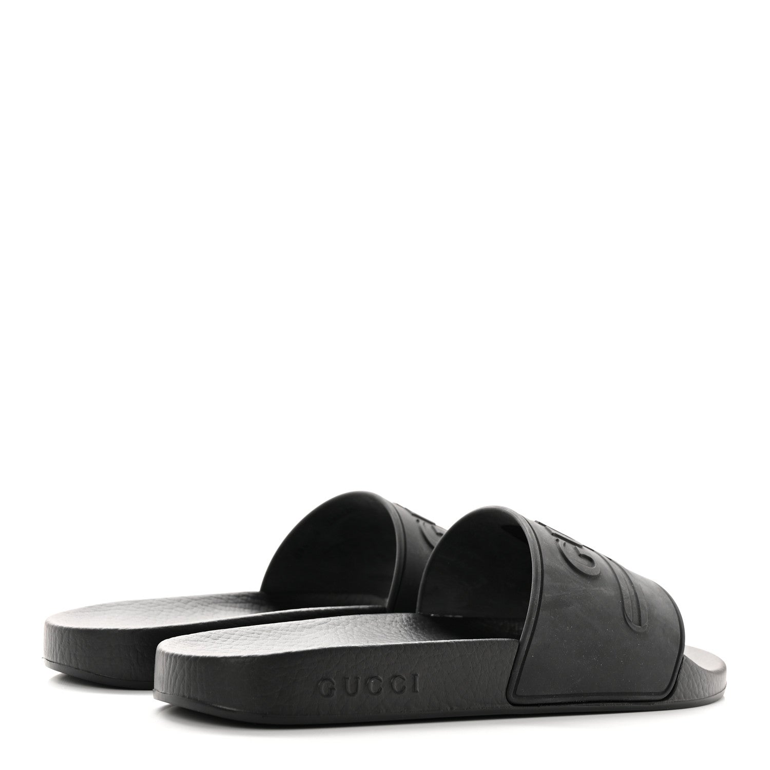 Gucci Rubber Logo Stamped Mens Slide Sandals 8 Black 4 of 13