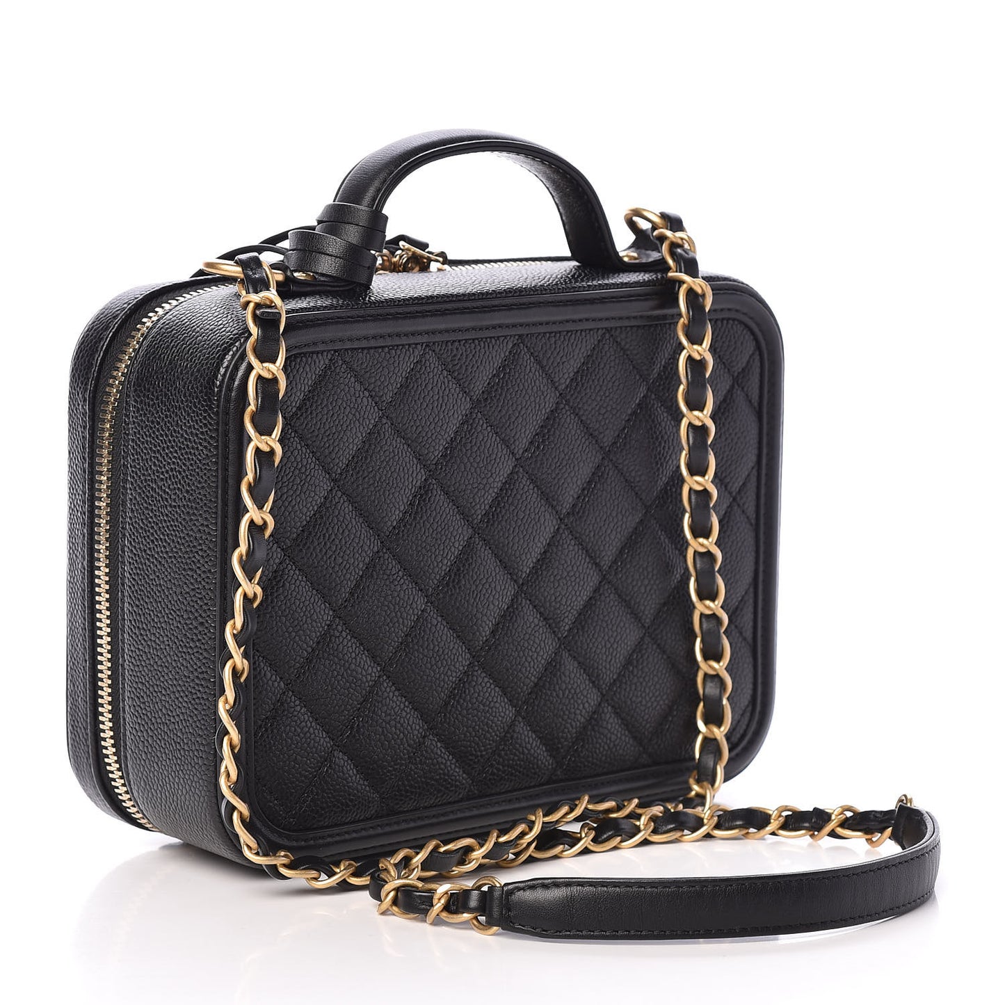 Caviar Quilted Medium CC Filigree Vanity Case Black