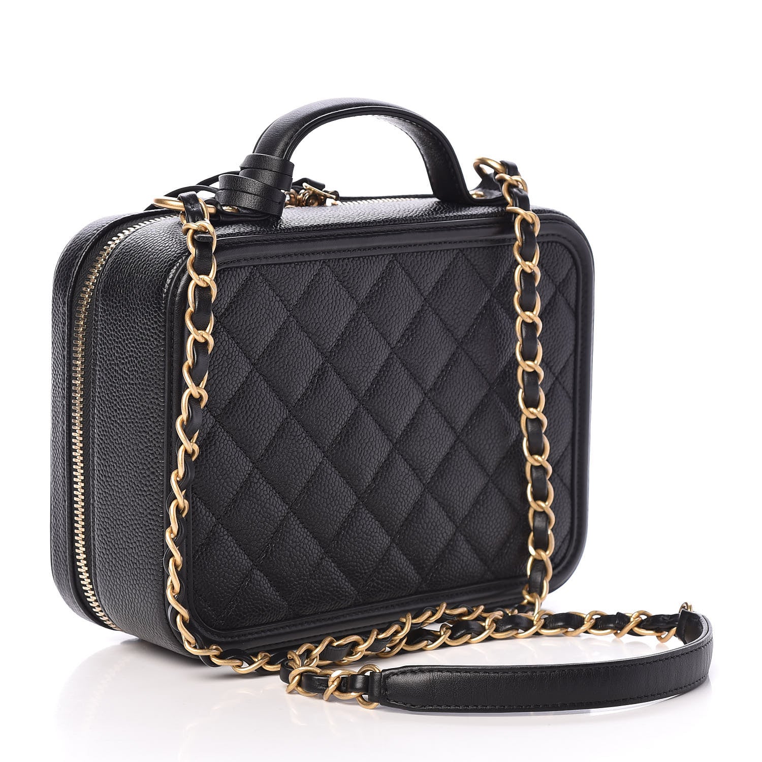Chanel Caviar Quilted Medium CC Filigree Vanity Case Black 3 of 10