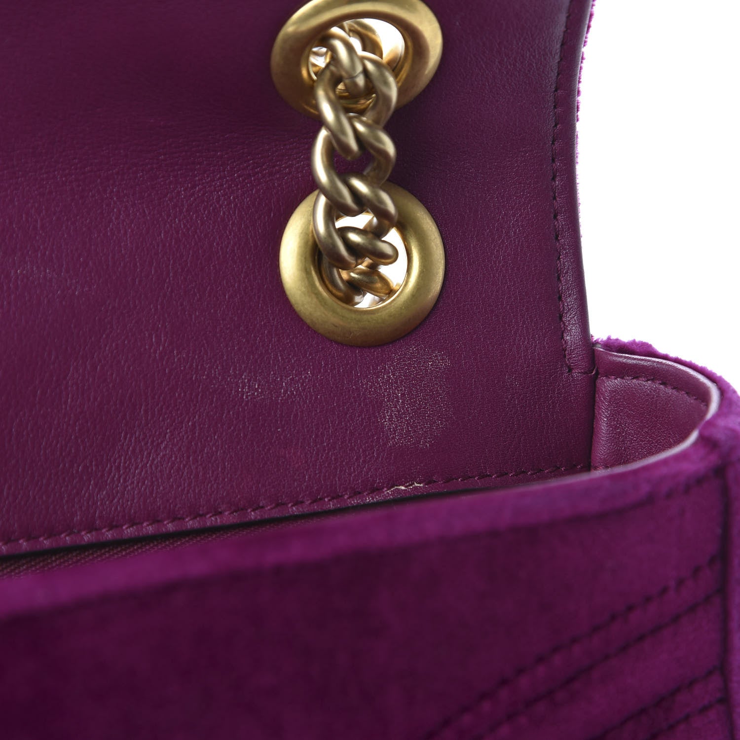 Gucci Velvet Matelasse Small GG Marmont Shoulder Bag Fuchsia Violet Cyclamen 11 of 11