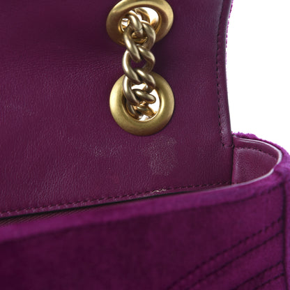 Gucci Velvet Matelasse Small GG Marmont Shoulder Bag Fuchsia Violet Cyclamen 11 of 11