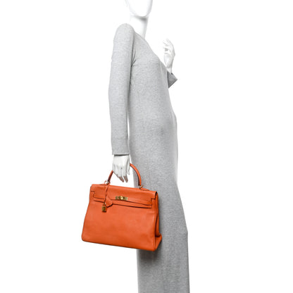 Hermes Togo Kelly Retourne 35 Orange 3 of 21