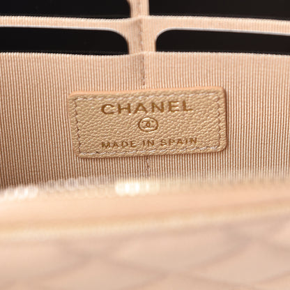 Chanel Iridescent Caviar Quilted Classic Pouch With Handle Beige 6 of 9