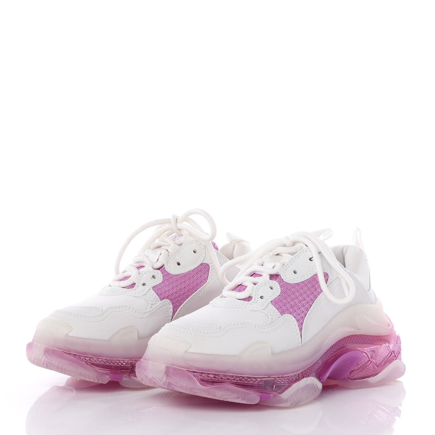 Fabric Mesh Clear Sole Womens Triple S Sneakers 35 White Pink