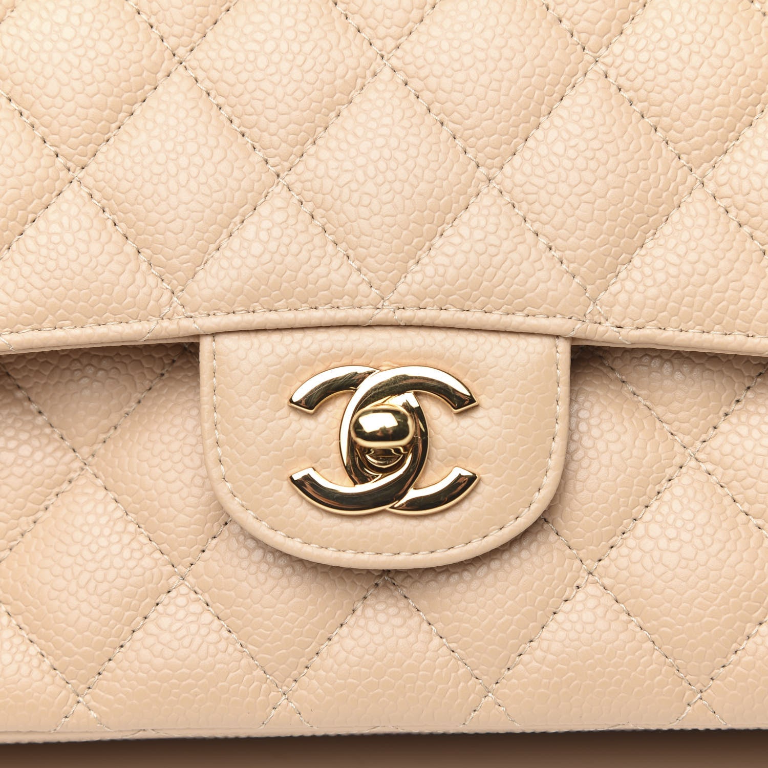 Chanel Caviar Quilted Medium Double Flap Beige 9 of 10