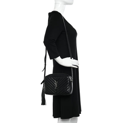 Saint Laurent Calfskin Matelasse Monogram Lou Camera Bag Black 2 of 13