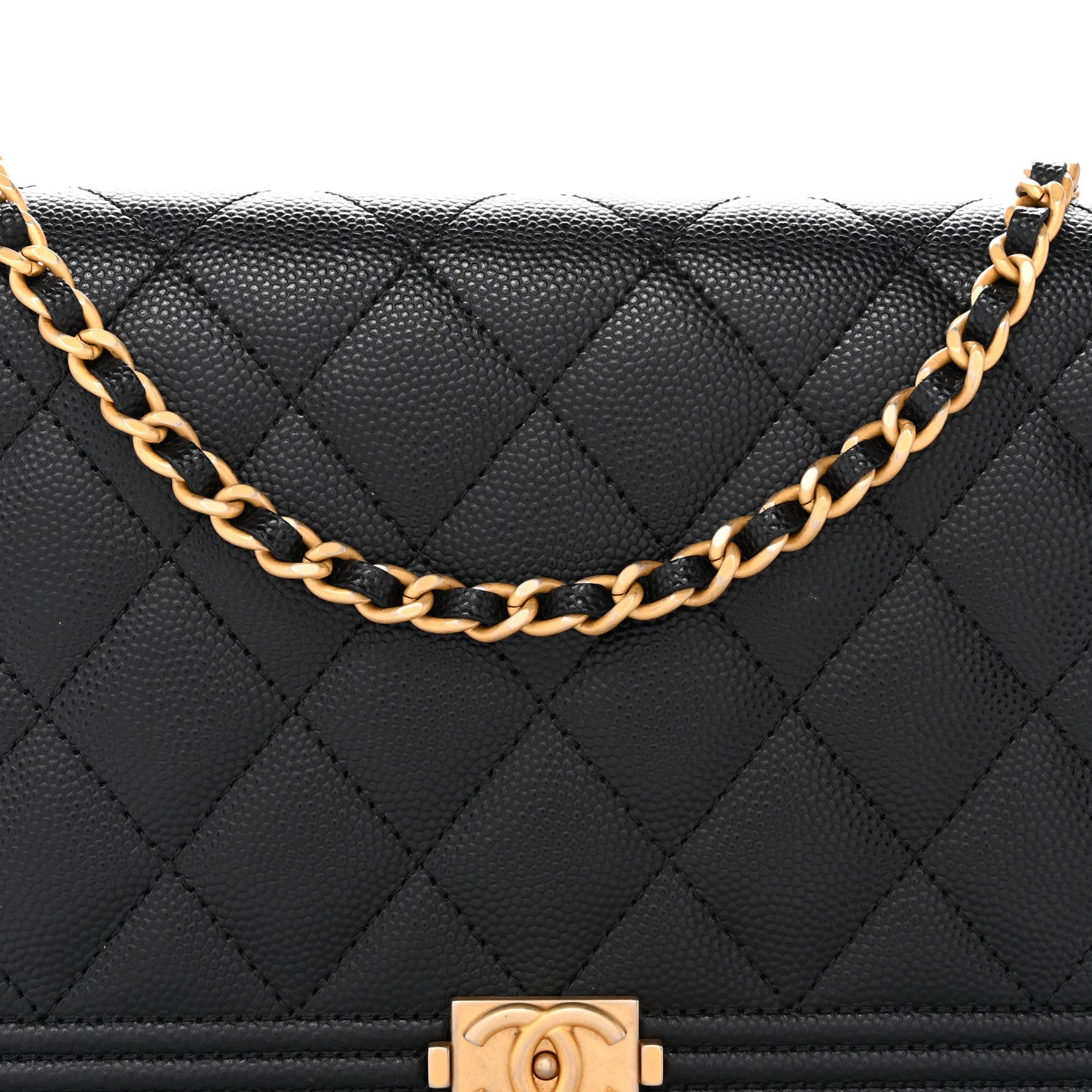 Chanel Caviar Quilted Boy Wallet On Chain WOC Black 9 of 13