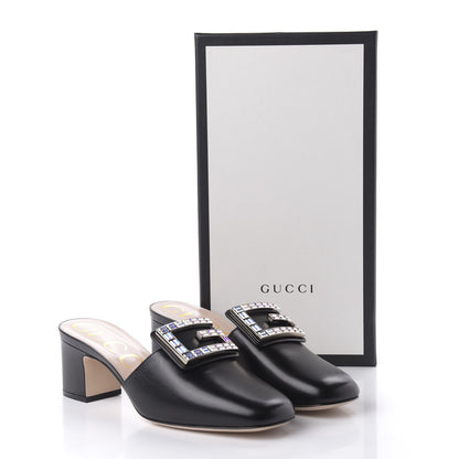 Gucci Malaga Kid Crystal Square G Madelyn Mules 38.5 Black 9 of 9
