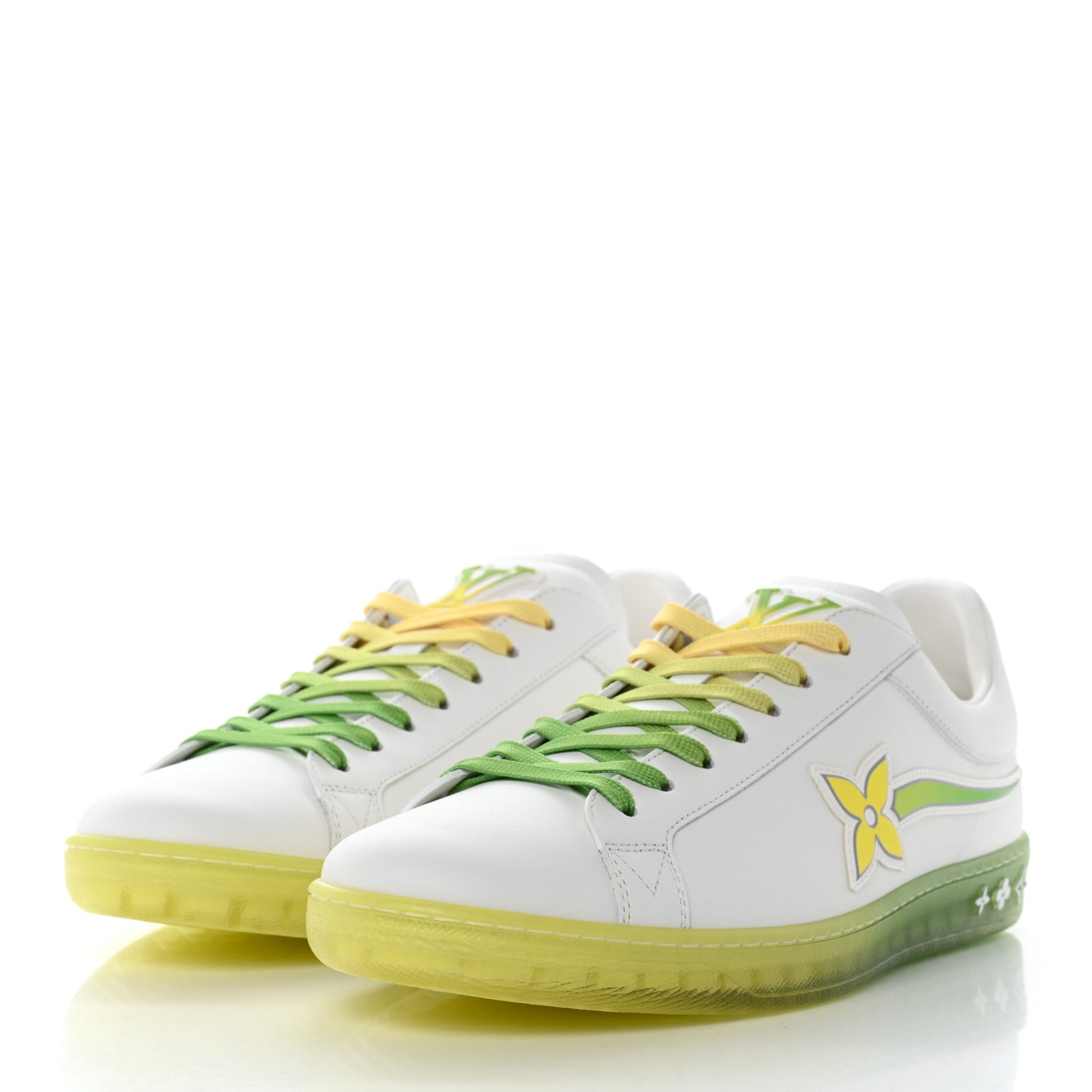 Calfskin Mens Luxembourg Samothrace Sneakers 7 White Yellow Green