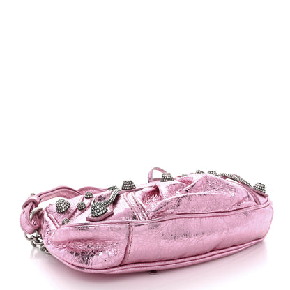 Balenciaga Metallic Agneau Arena Crystal Le Cagole Mini Purse With Chain Met Pink 4 of 11