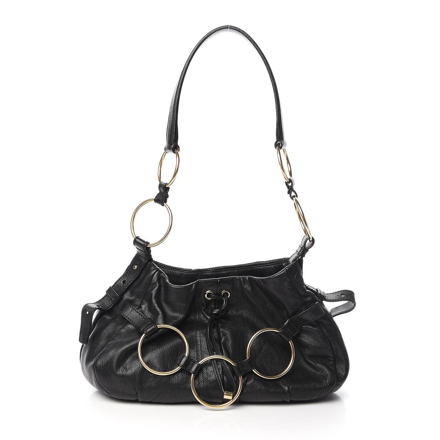 Calfskin Saharienne Shoulder Bag Black