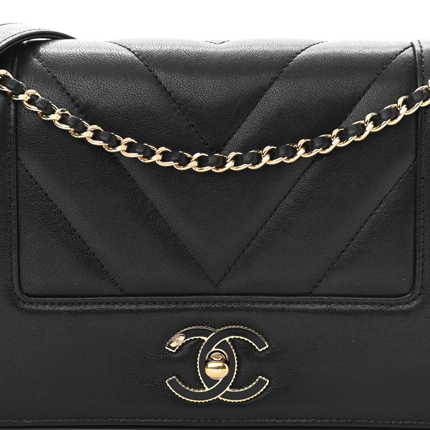 Chanel Sheepskin Chevron Quilted Vintage Mademoiselle Flap Black 12 of 12