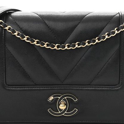 Chanel Sheepskin Chevron Quilted Vintage Mademoiselle Flap Black 12 of 12