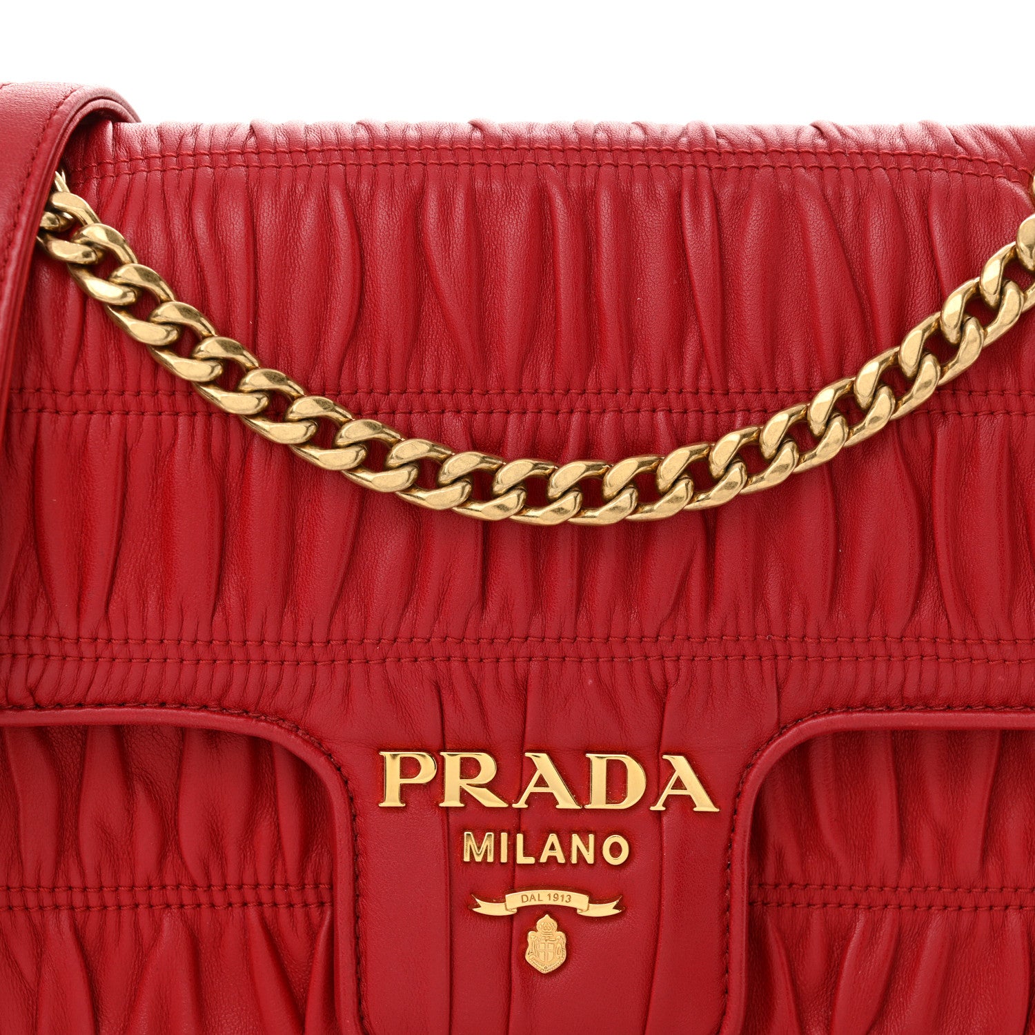 Prada Nappa Gaufre Medium Chain Flap Shoulder Bag Fuoco 8 of 11