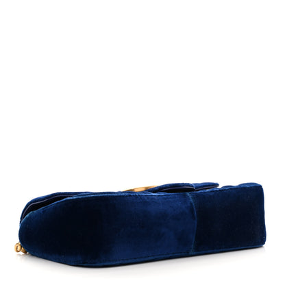 Gucci Velvet Matelasse Mini GG Marmont Shoulder Bag Cobalt Blue 4 of 11