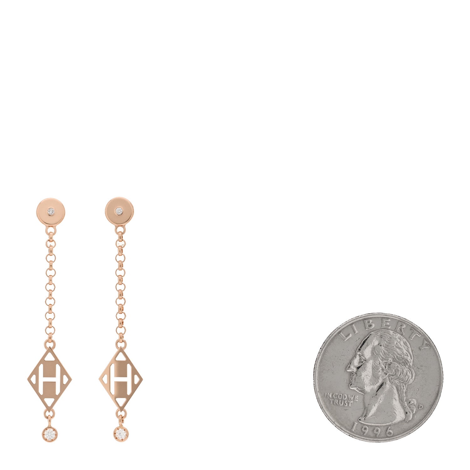 Hermes 18K Rose Gold Diamond Gambade Earrings 2 of 5
