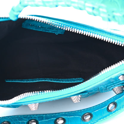 Balenciaga Extra Supple Calfskin Crocodile Embossed Le Cagole Shoulder Bag XS Turquoise 5 of 5