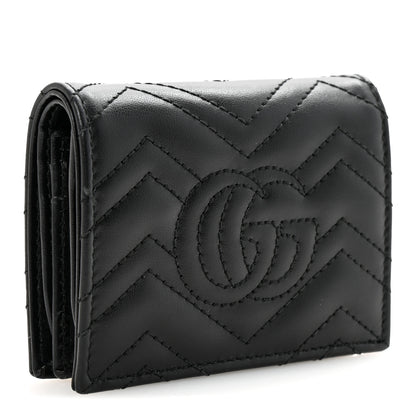 Gucci Calfskin Matelasse GG Marmont Card Case Wallet Black 3 of 8