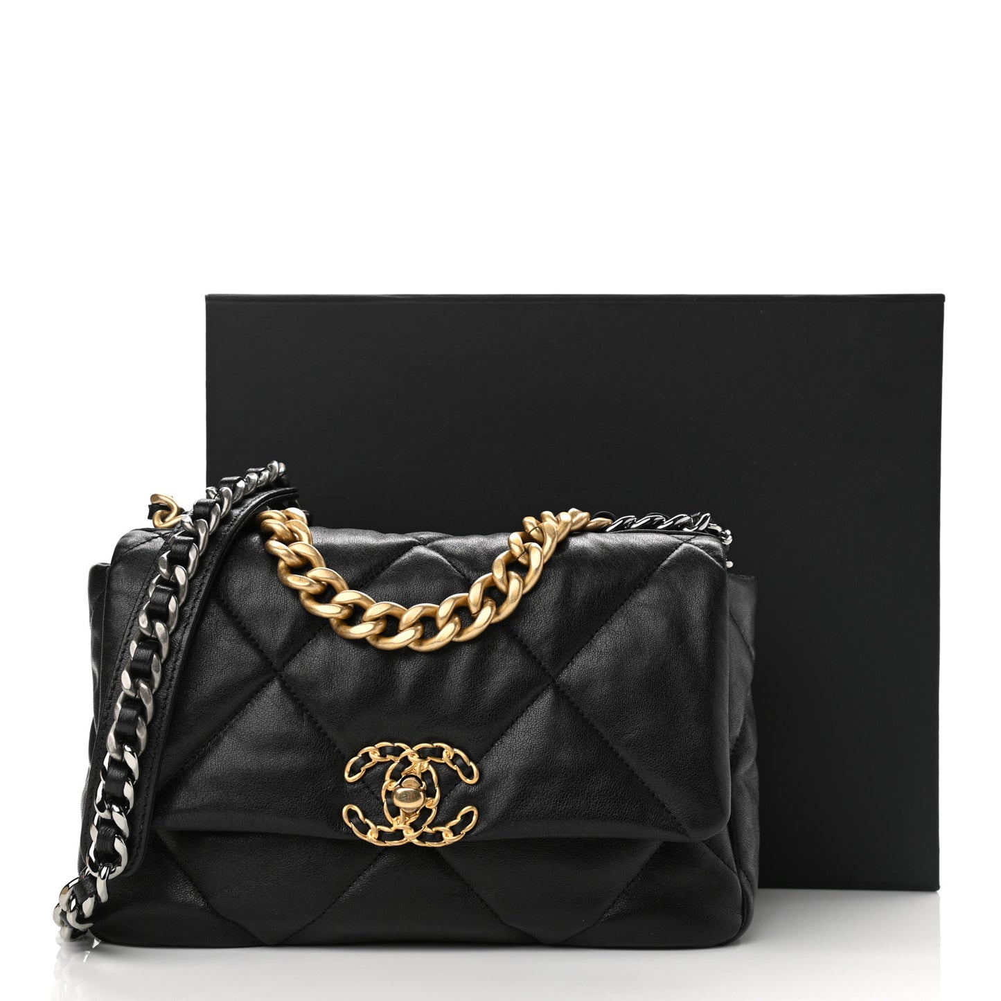 Lambskin Quilted Medium Chanel 19 Flap Black
