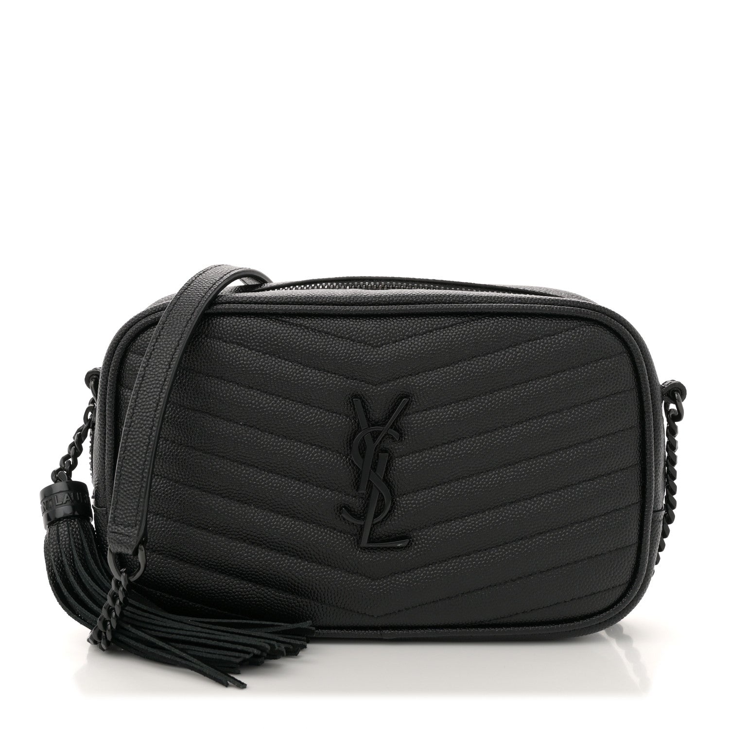 Saint Laurent Grain De Poudre Matelasse Monochrome Monogram Mini Lou Camera Bag Black 1 of 10