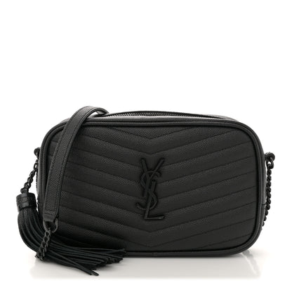 Saint Laurent Grain De Poudre Matelasse Monochrome Monogram Mini Lou Camera Bag Black 1 of 10