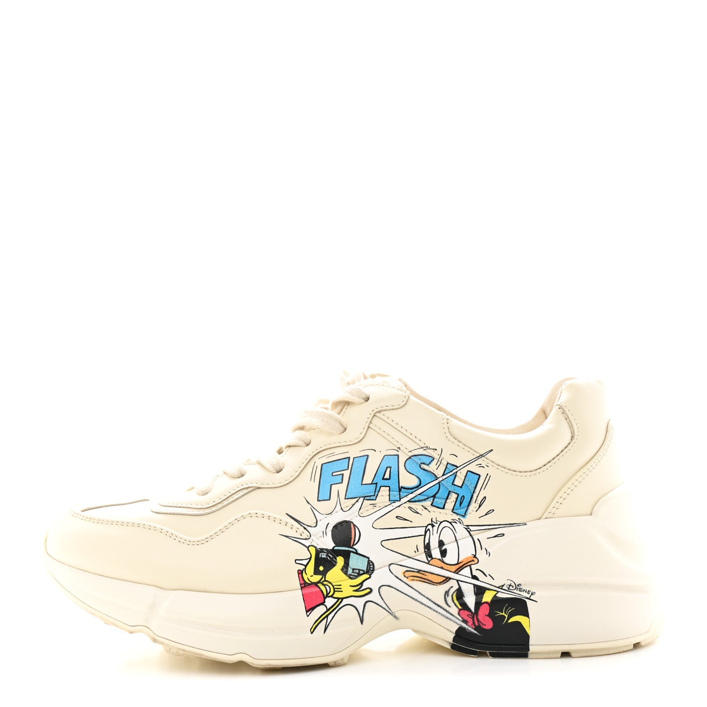 X DISNEY Calfskin Donald Duck Rhyton Sneakers 38 Ivory