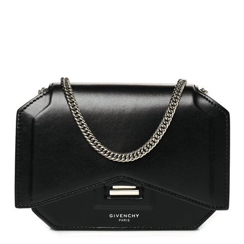 Calfskin Bow Cut Chain Wallet Black