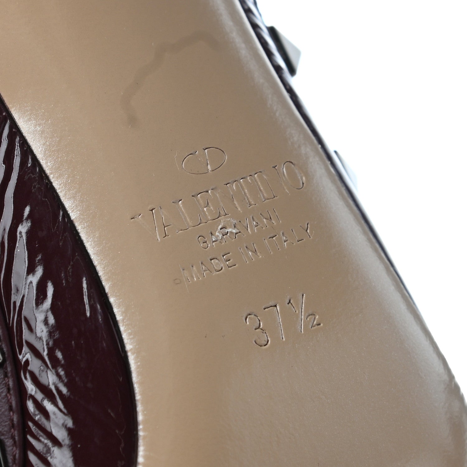 Valentino Garavani Wrinkled Patent Nappa Rockstud Ankle Strap 100mm Pumps 37.5 Rubin 6 of 8