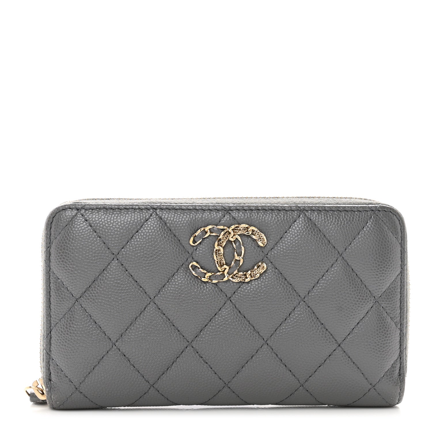 Chanel Caviar Quilted Small French New Wave Zip Around Wallet Grey 1 of 10