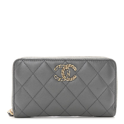 Chanel Caviar Quilted Small French New Wave Zip Around Wallet Grey 1 of 10