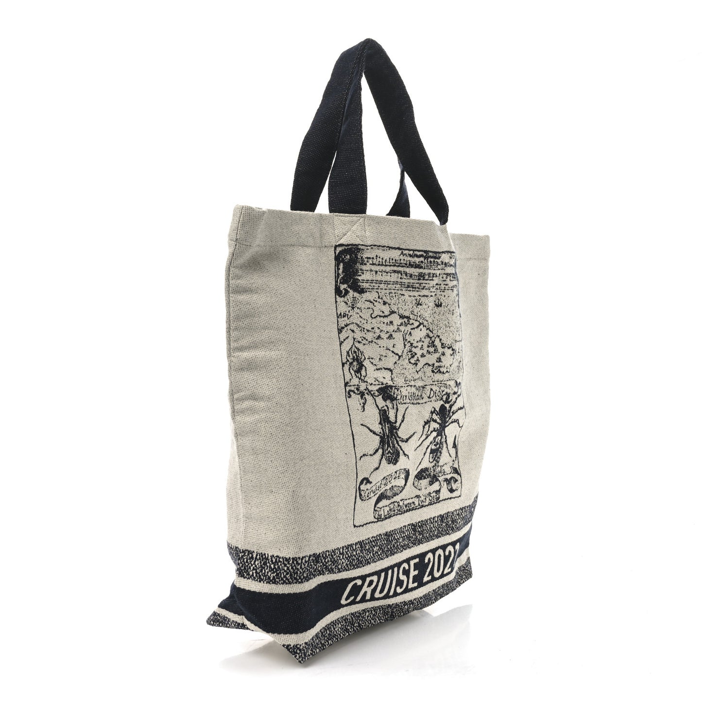 Canvas Print Cruise Tote Ivory Black