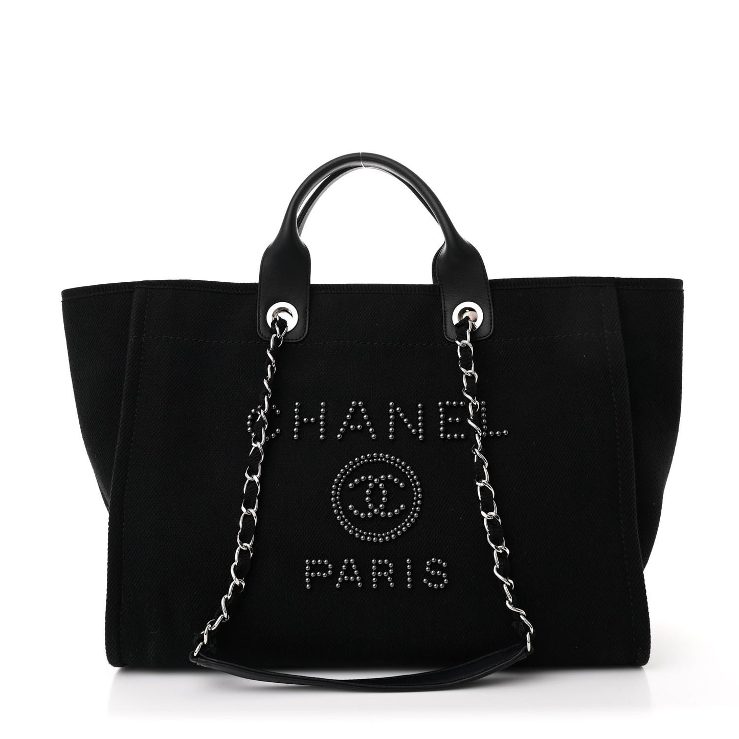 Canvas Pearl Medium Deauville Tote Black