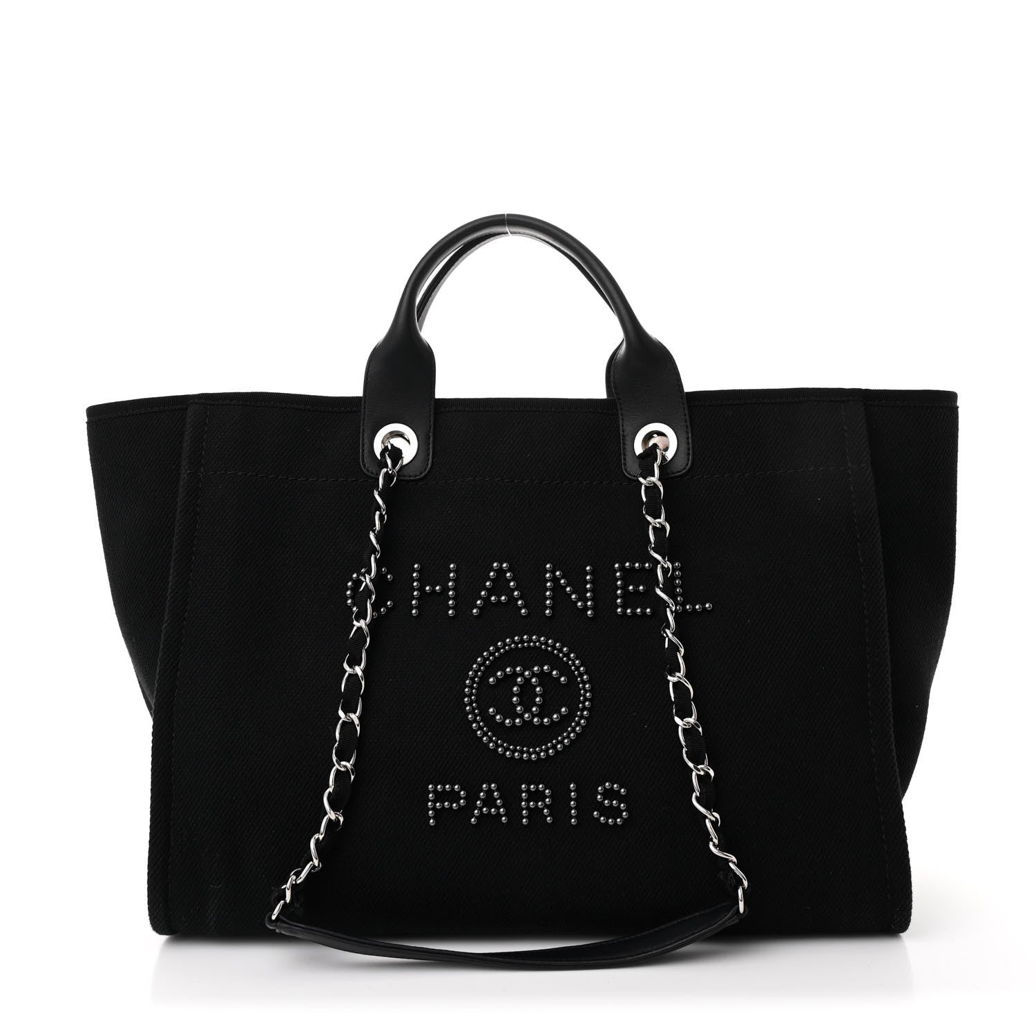 Chanel Canvas Pearl Medium Deauville Tote Black 1 of 12
