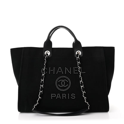 Chanel Canvas Pearl Medium Deauville Tote Black 1 of 12