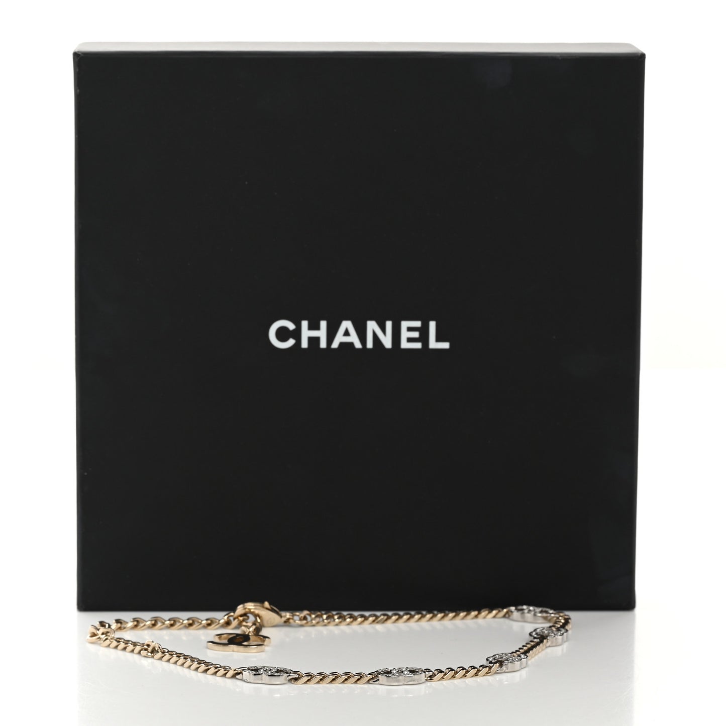 Crystal Chain CC Link Choker Gold Silver
