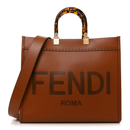 Fendi Vitello King Plexiglass Medium Fendi Sunshine Shopper Tote Cuoio 1 of 9