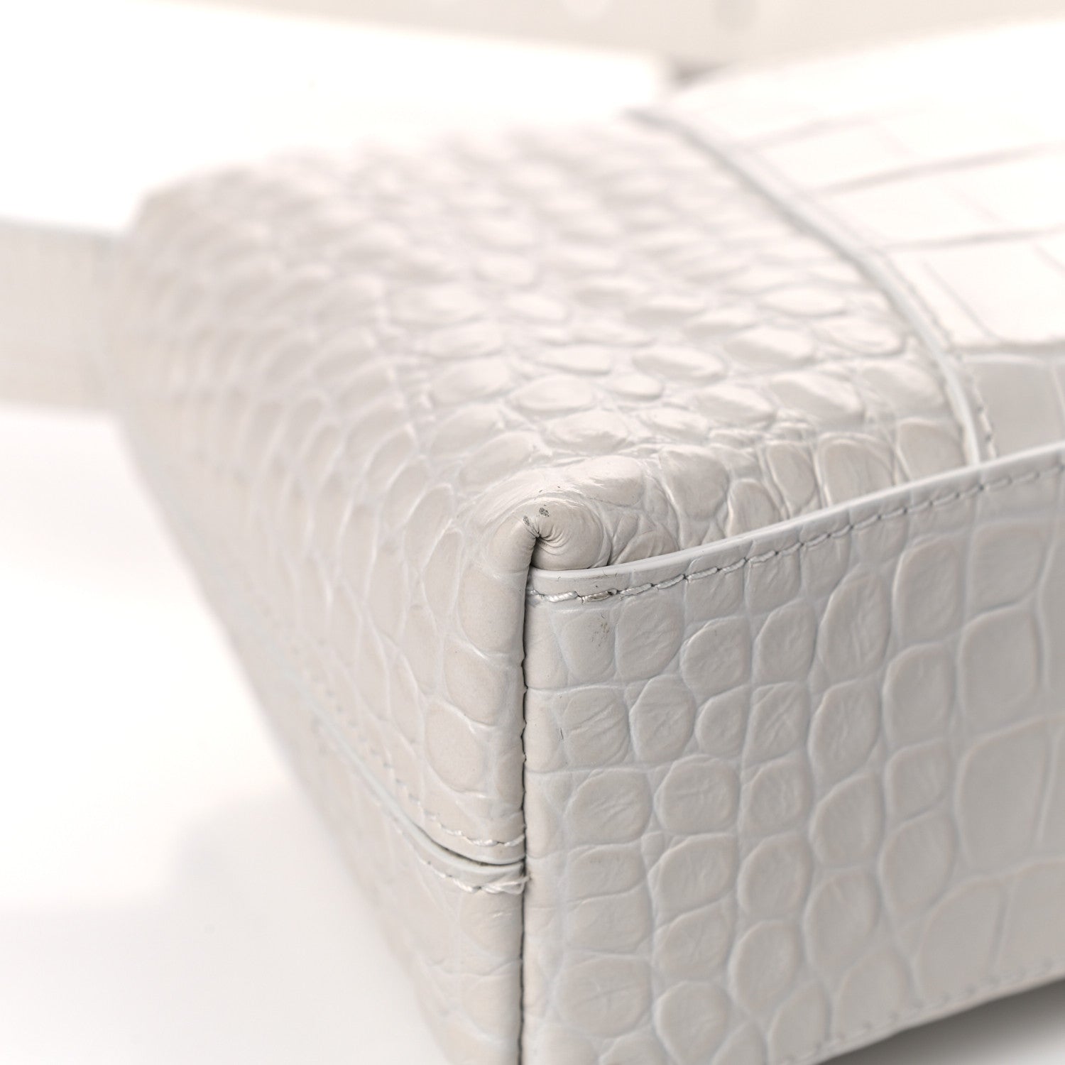 Balenciaga Extra Supple Calfskin Crocodile Embossed XS Downtown Shoulder Bag White 11 of 13