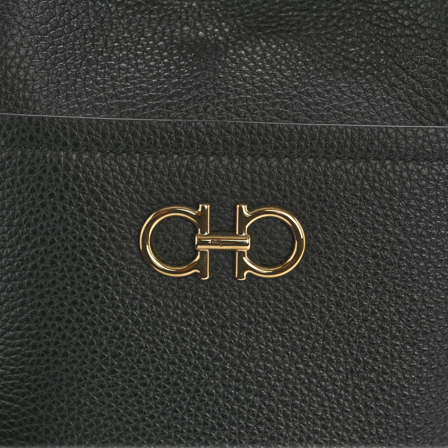 Salvatore Ferragamo Grained Calfskin Mini Gancino Bucket Bag Black 10 of 10