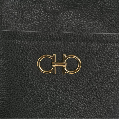 Salvatore Ferragamo Grained Calfskin Mini Gancino Bucket Bag Black 10 of 10