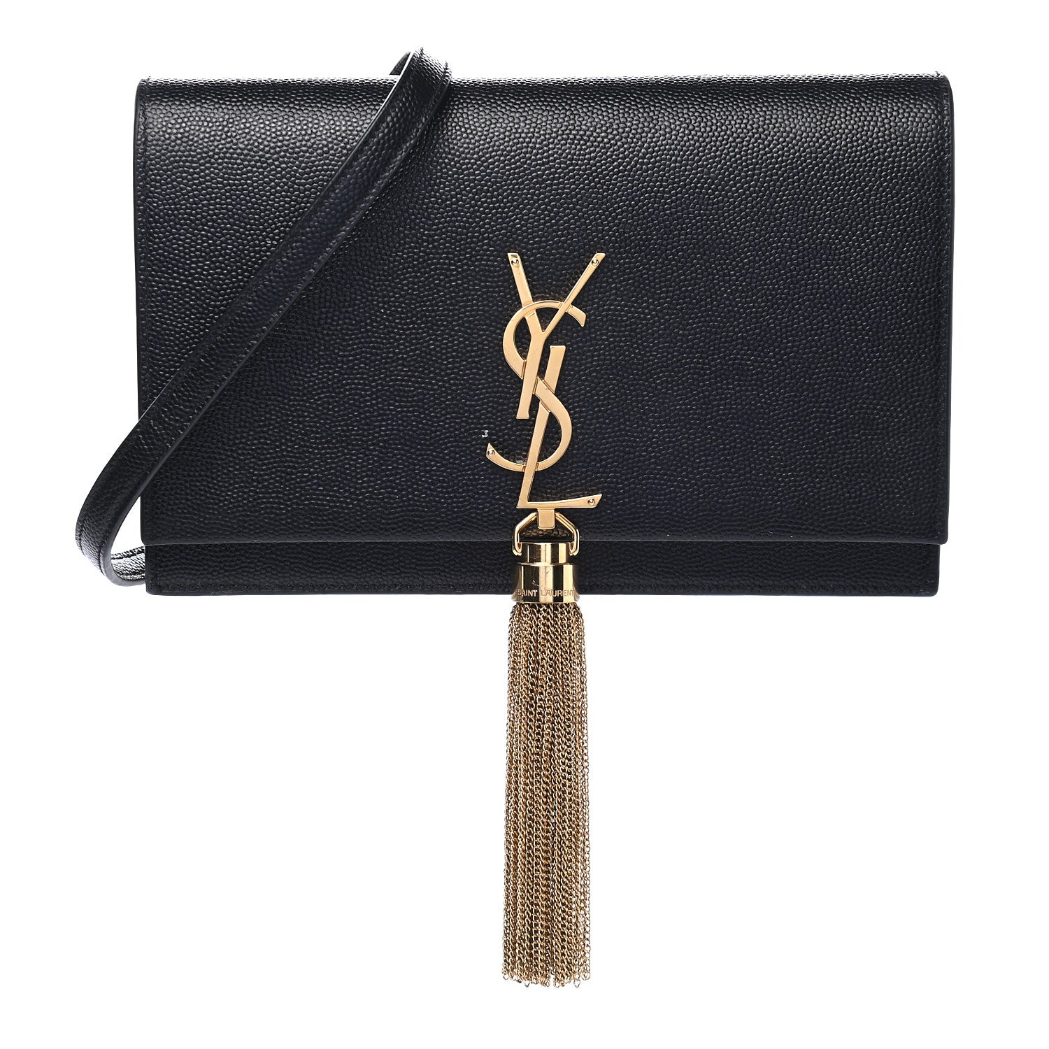 Saint Laurent Grain De Poudre Classic Monogram Kate Tassel Chain Wallet Black 1 of 10