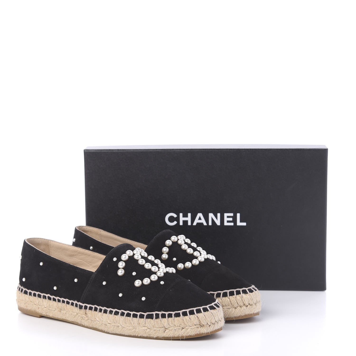 Chanel Suede Pearl CC Espadrilles 39 Black 9 of 9