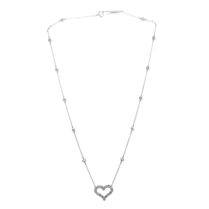 Tiffany Platinum Diamond Heart Station Pendant Necklace 3 of 6