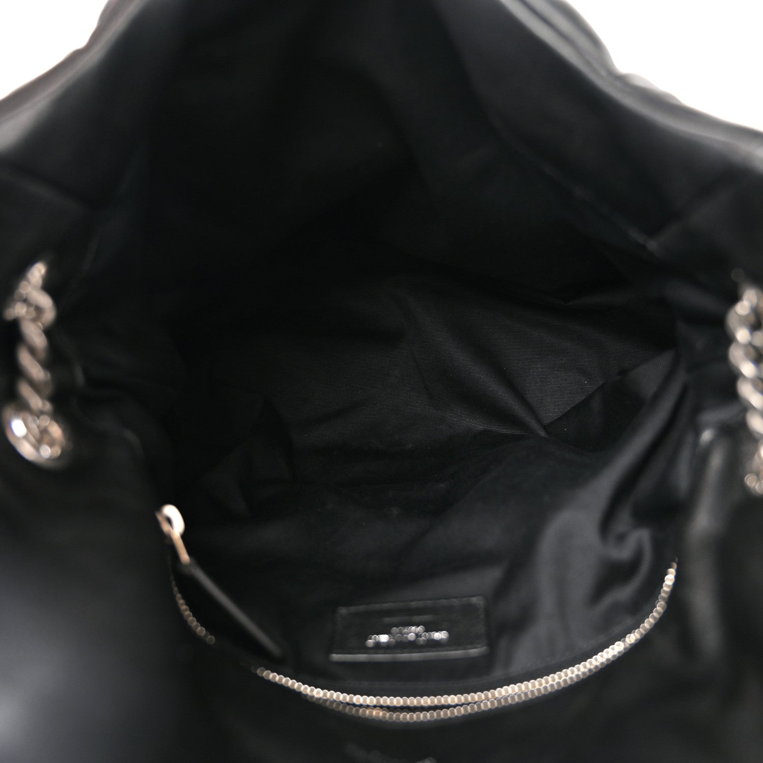 Saint Laurent Lambskin Quilted Medium Loulou Puffer Monogram Chain Satchel Black 5 of 10