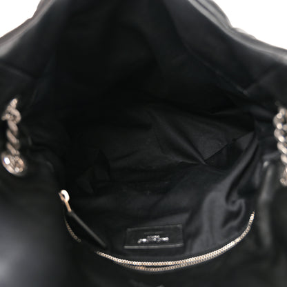 Saint Laurent Lambskin Quilted Medium Loulou Puffer Monogram Chain Satchel Black 5 of 10