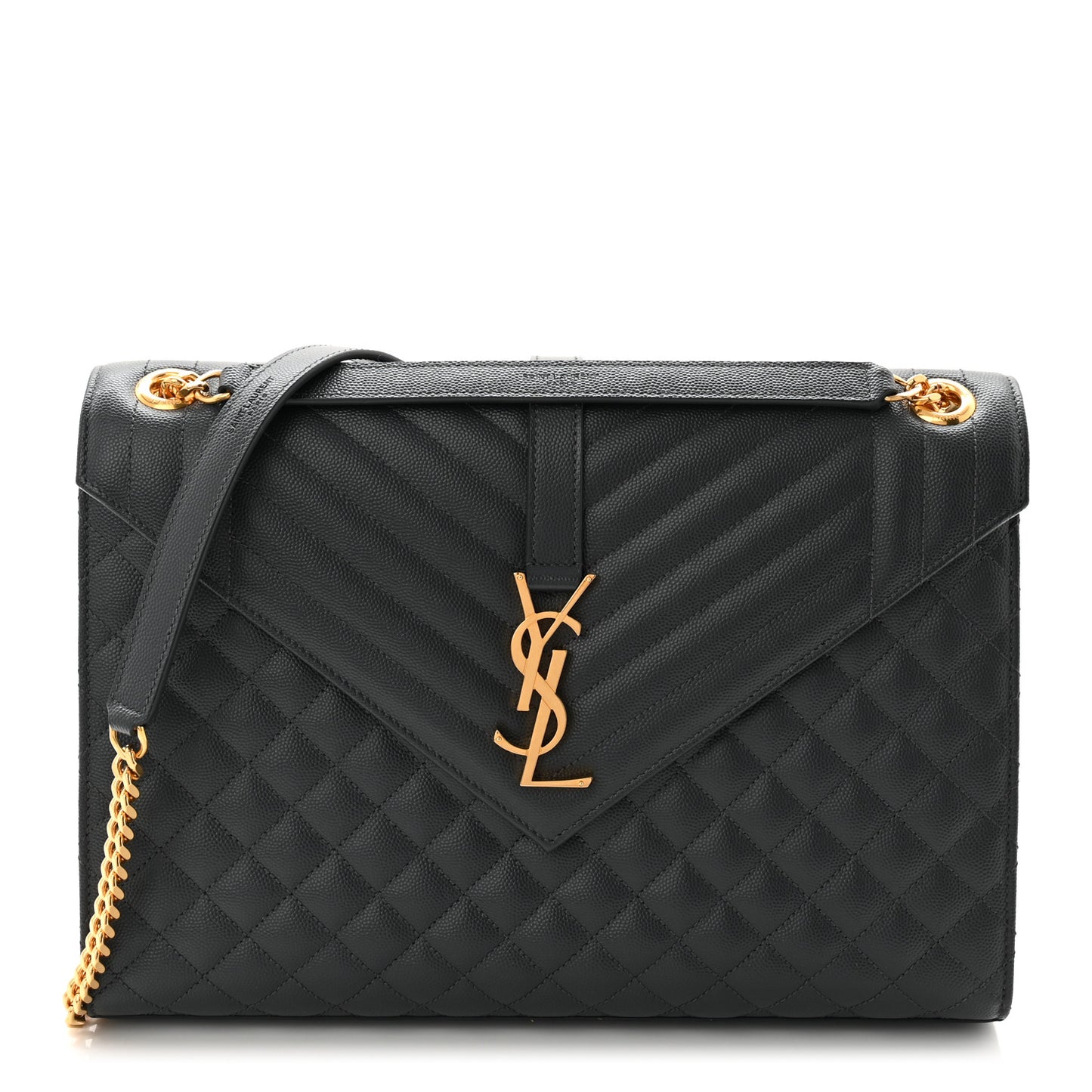 Grain De Poudre Textured Mixed Matelasse Large Triquilt Monogram Satchel Storm