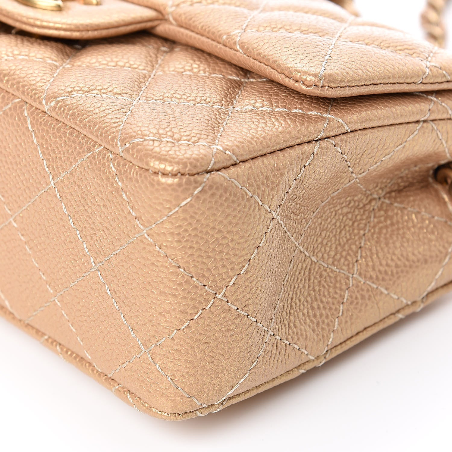 Chanel Pearly Caviar Quilted Mini Rectangular Flap Gold 9 of 10