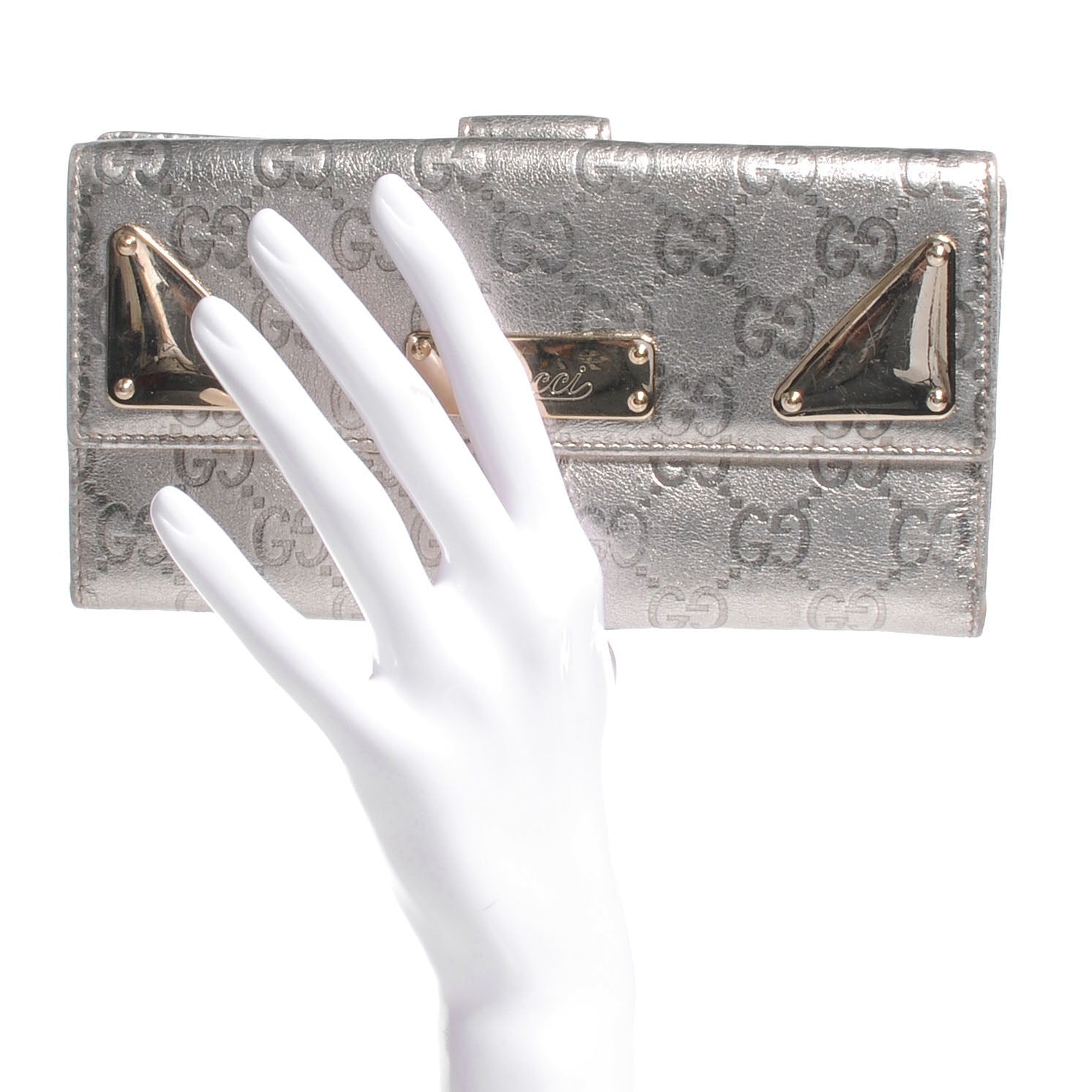 Gucci Guccissima Indy Continental Wallet Silver 2 of 7