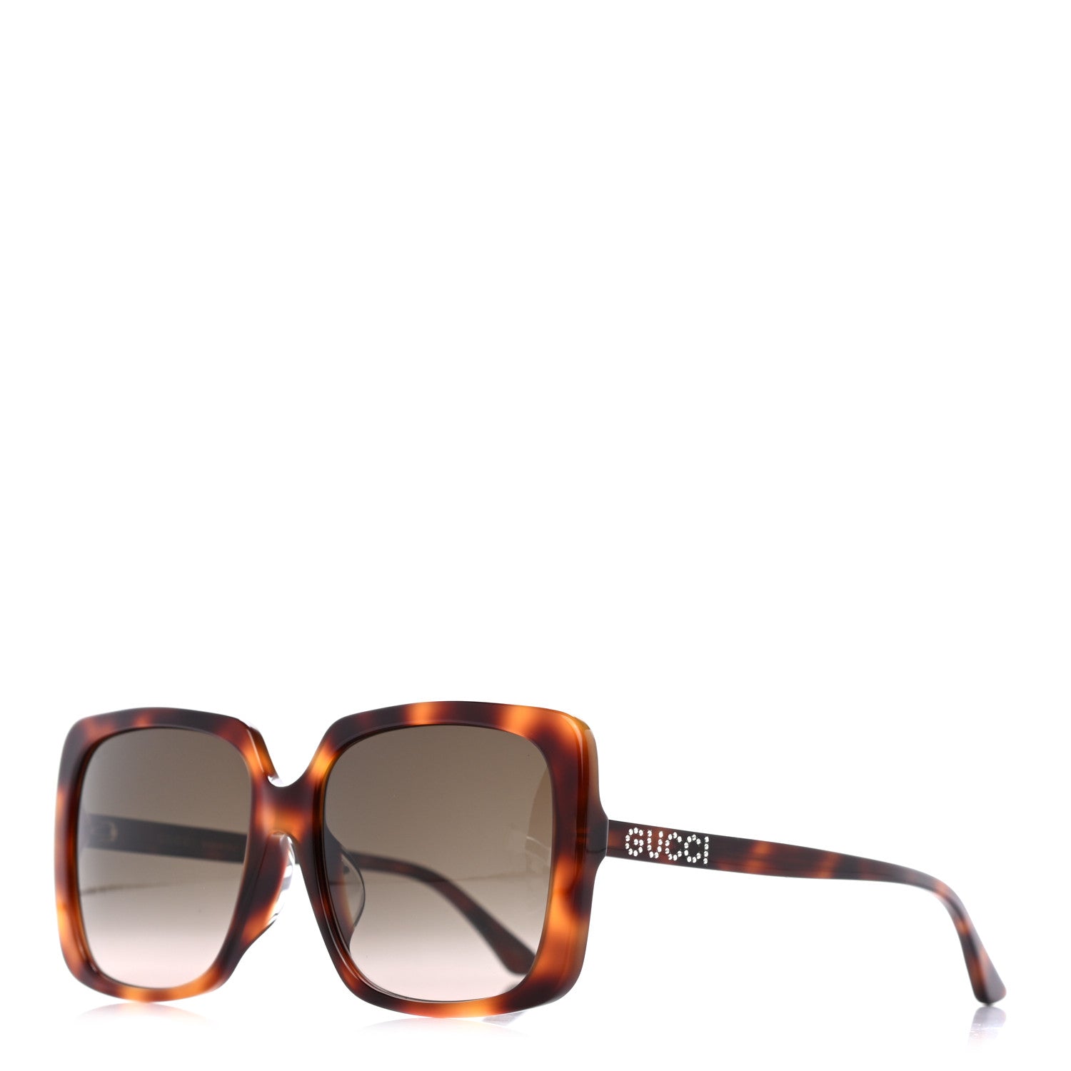 Gucci Acetate Square Frame Crystal Sunglasses GG0728SA Tortoiseshell 1 of 7